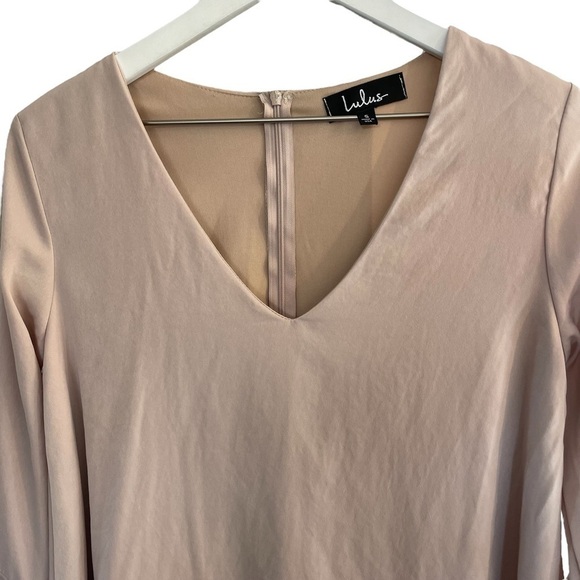 Lulus Get a Glimpse Champagne Bell Sleeve Dress, Size S - Picture 7 of 12